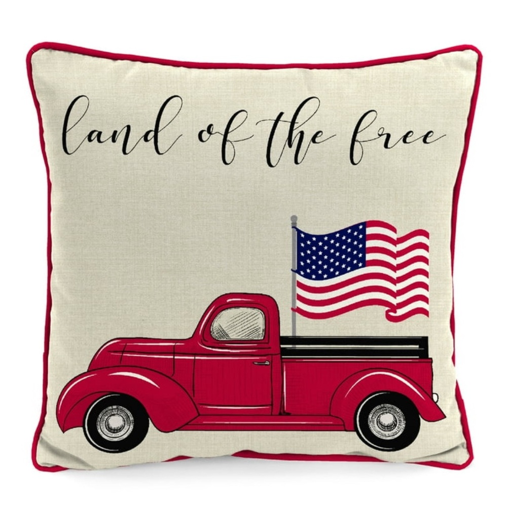 Mainstays Jordan Manufacturing Land of the Free Truck Throw Pillow- 18" x 18"